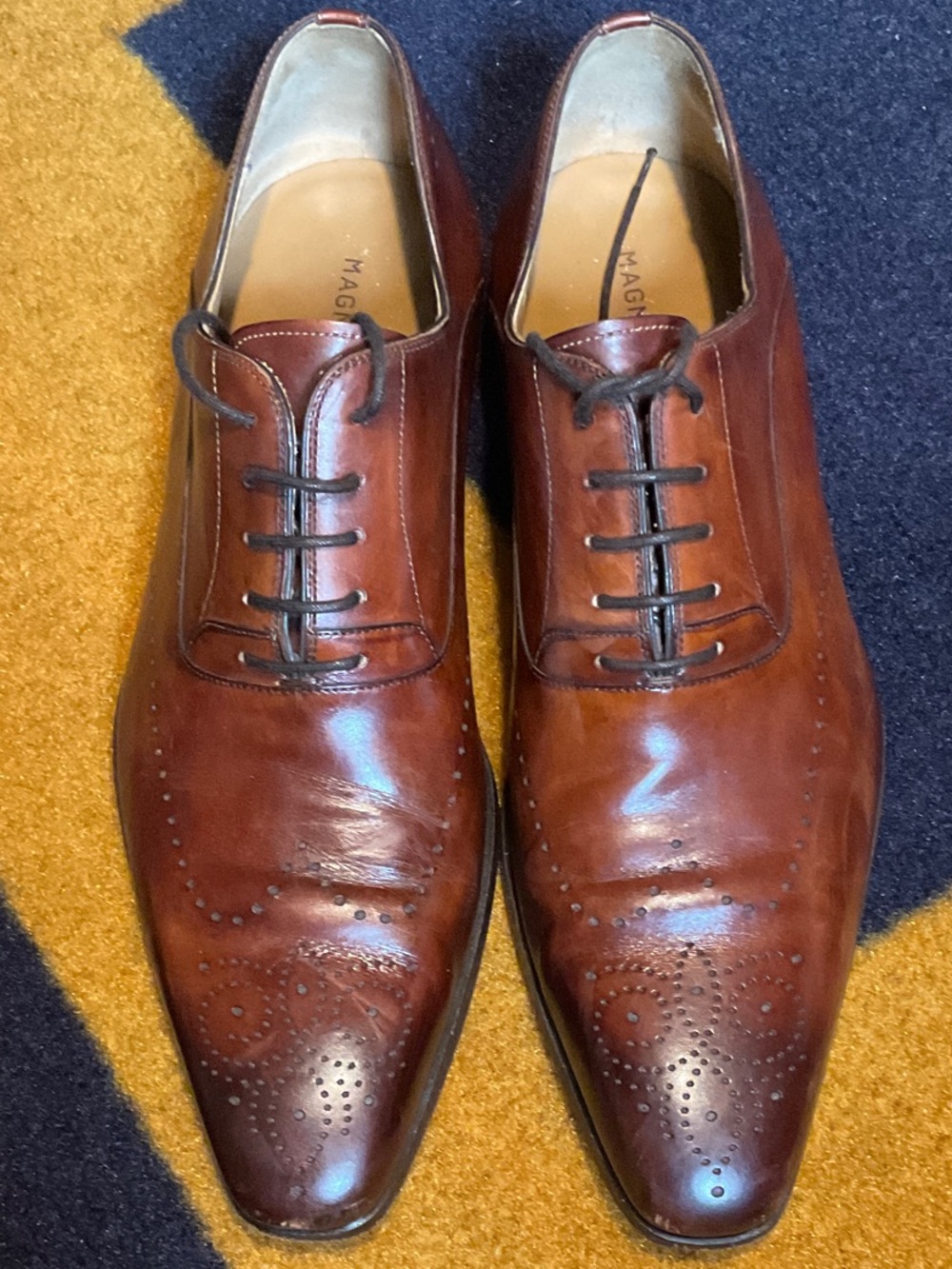 Magnanni Men's Brown Leather Oxford wing tip Dress Shoes